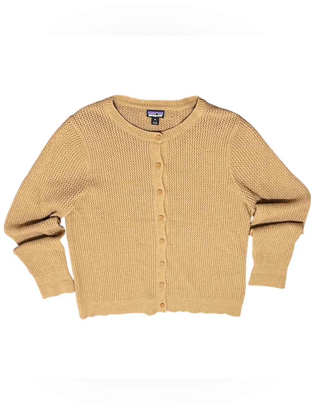 Patagonia Camel Knit Button-Front Cardigan Long Sleeve 95% Cashmere & 5% Wool M